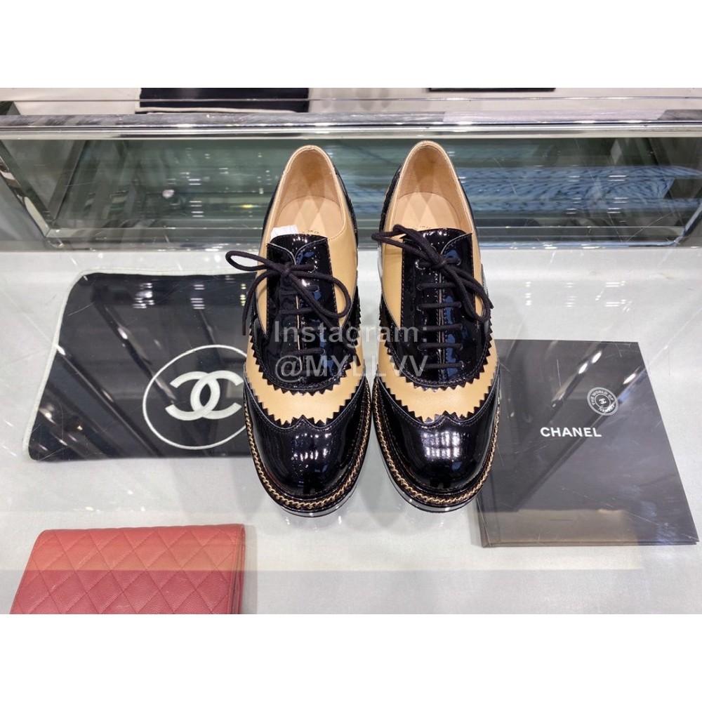 Chanel British College Style Leather Shoes For Women Orange