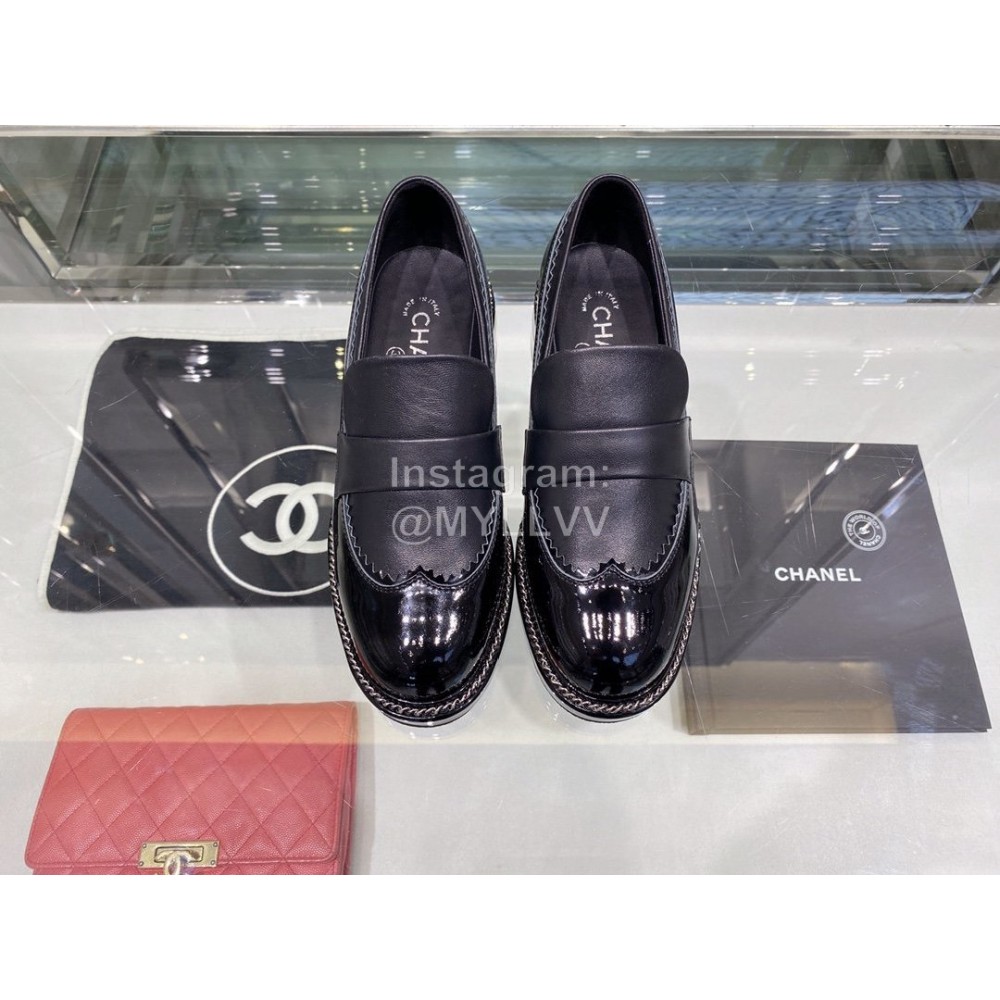 Chanel British College Style Leather Shoes For Women Black