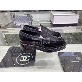 Chanel British College Style Leather Shoes For Women Black