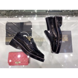 Chanel British College Style Leather Shoes For Women Black