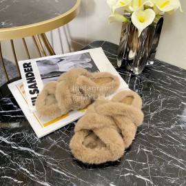 Chanel Brown Soft Fur Slippers