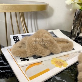Chanel Brown Soft Fur Slippers