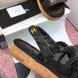 Chanel Black Velcro Knitted Casual Open Toe Sandals