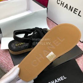 Chanel Black Velcro Knitted Casual Open Toe Sandals