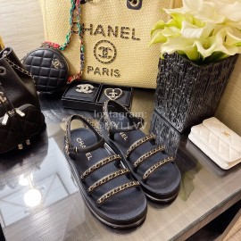 Chanel Calfskin Chain Sandals For Women Black