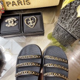 Chanel Calfskin Chain Sandals For Women Black