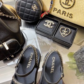 Chanel Calfskin Chain Sandals For Women Black