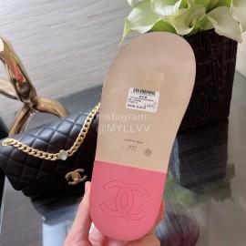 Chanel Calfskin Chain Sandals For Women Rose Red