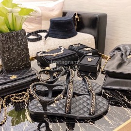 Chanel Calfskin Chain Sandals Black