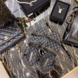 Chanel Calfskin Chain Sandals Black