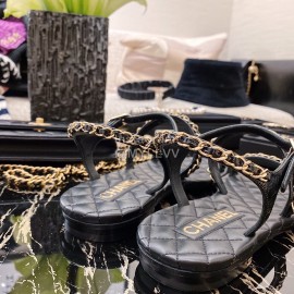 Chanel Calfskin Chain Sandals Black