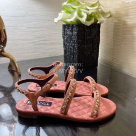 Chanel Calfskin Chain Sandals Pink