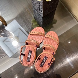 Chanel Calfskin Chain Sandals Pink