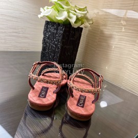 Chanel Calfskin Chain Sandals Pink