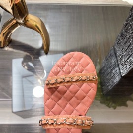 Chanel Calfskin Chain Sandals Pink