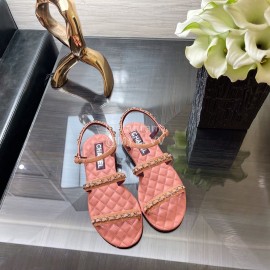Chanel Calfskin Chain Sandals Pink