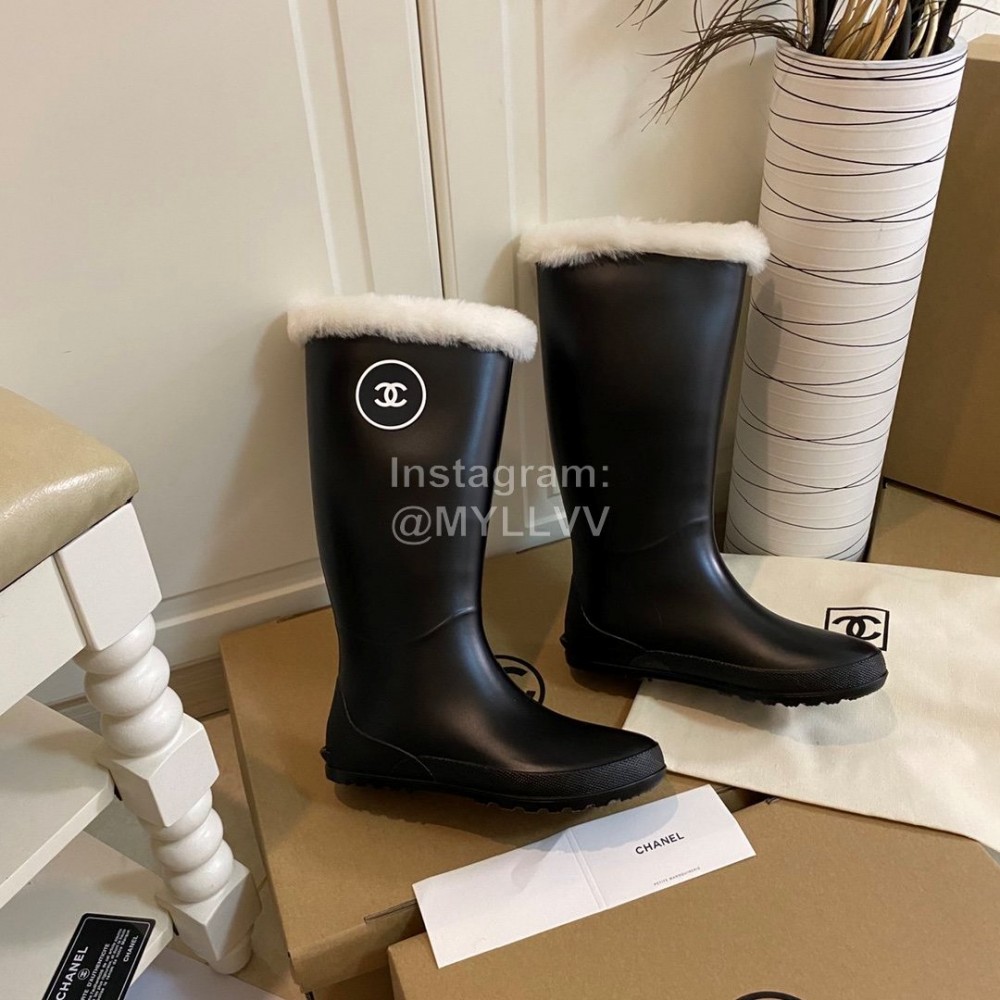 Chanel Wool Waterproof Warm Rain Boots