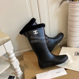 Chanel Warm Wool Waterproof Rain Boots