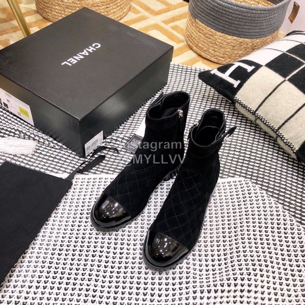 Chanel Winter Calf Boots Black