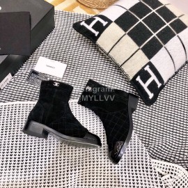 Chanel Winter Calf Boots Black