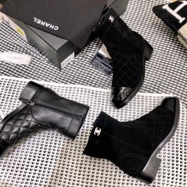 Chanel Winter Calf Boots Black