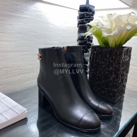 Chanel Black Leather High Heeled Boots