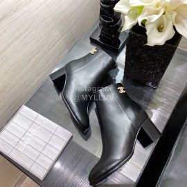 Chanel Black Leather High Heeled Boots