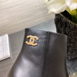Chanel Black Leather High Heeled Boots