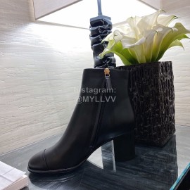 Chanel Black Leather High Heeled Boots