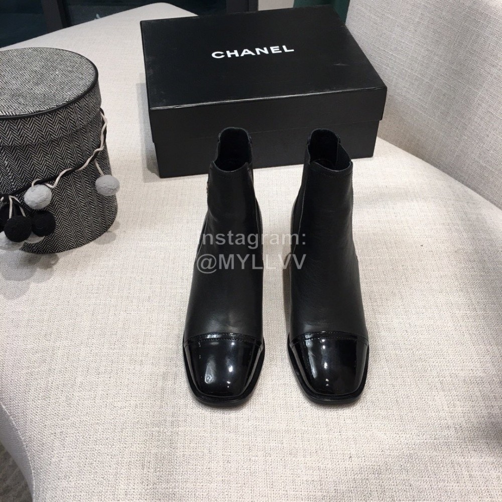 Chanel Black Leather High Heeled Boots For Women 