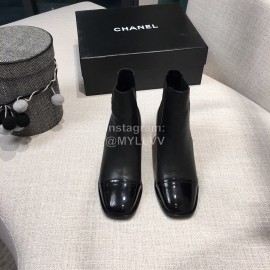 Chanel Black Leather High Heeled Boots For Women 