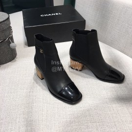 Chanel Black Leather High Heeled Boots For Women 