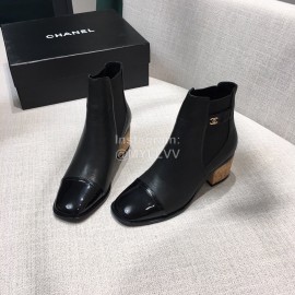 Chanel Black Leather High Heeled Boots For Women 