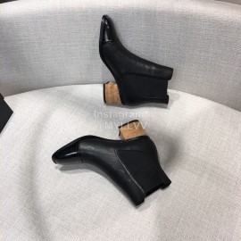 Chanel Black Leather High Heeled Boots For Women 