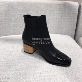 Chanel Black Leather High Heeled Boots For Women 