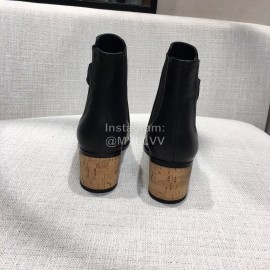 Chanel Black Leather High Heeled Boots For Women 