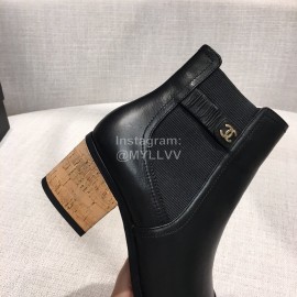 Chanel Black Leather High Heeled Boots For Women 
