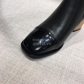 Chanel Black Leather High Heeled Boots For Women 
