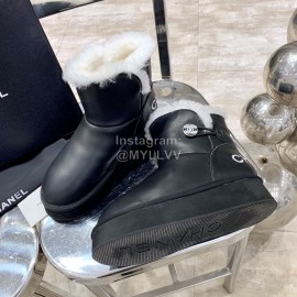Chanel Winter Sheepskin Thick Soled Boots Black
