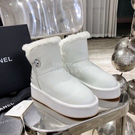Chanel Winter Sheepskin Thick Soled Boots White