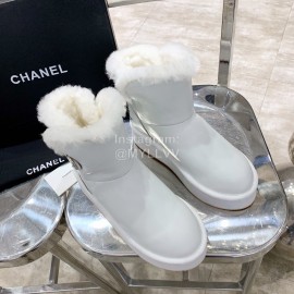 Chanel Winter Sheepskin Thick Soled Boots White