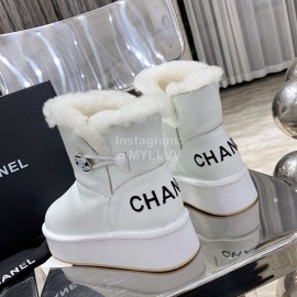Chanel Winter Sheepskin Thick Soled Boots White