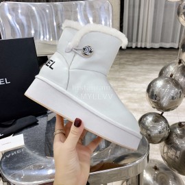 Chanel Winter Sheepskin Thick Soled Boots White