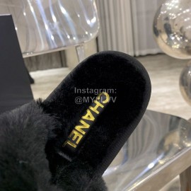 Chanel Autumn Winter Soft Wool Slippers Black