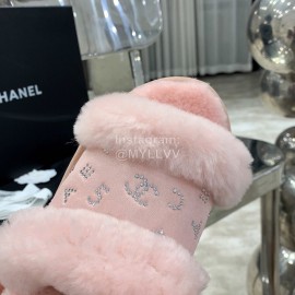 Chanel Autumn Winter Soft Wool Slippers Pink
