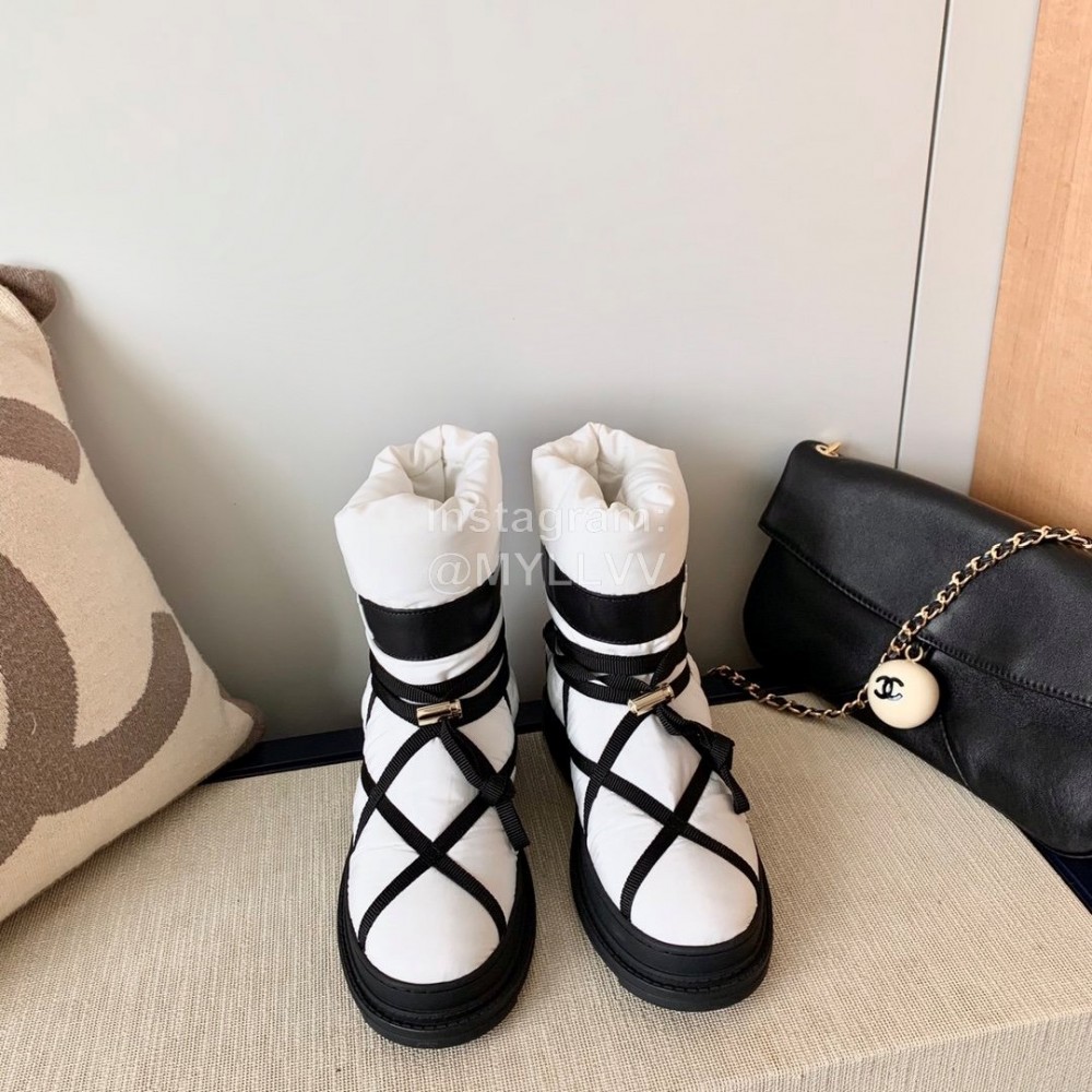Chanel Winter Warm Wool Boots White