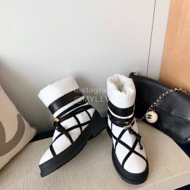 Chanel Winter Warm Wool Boots White