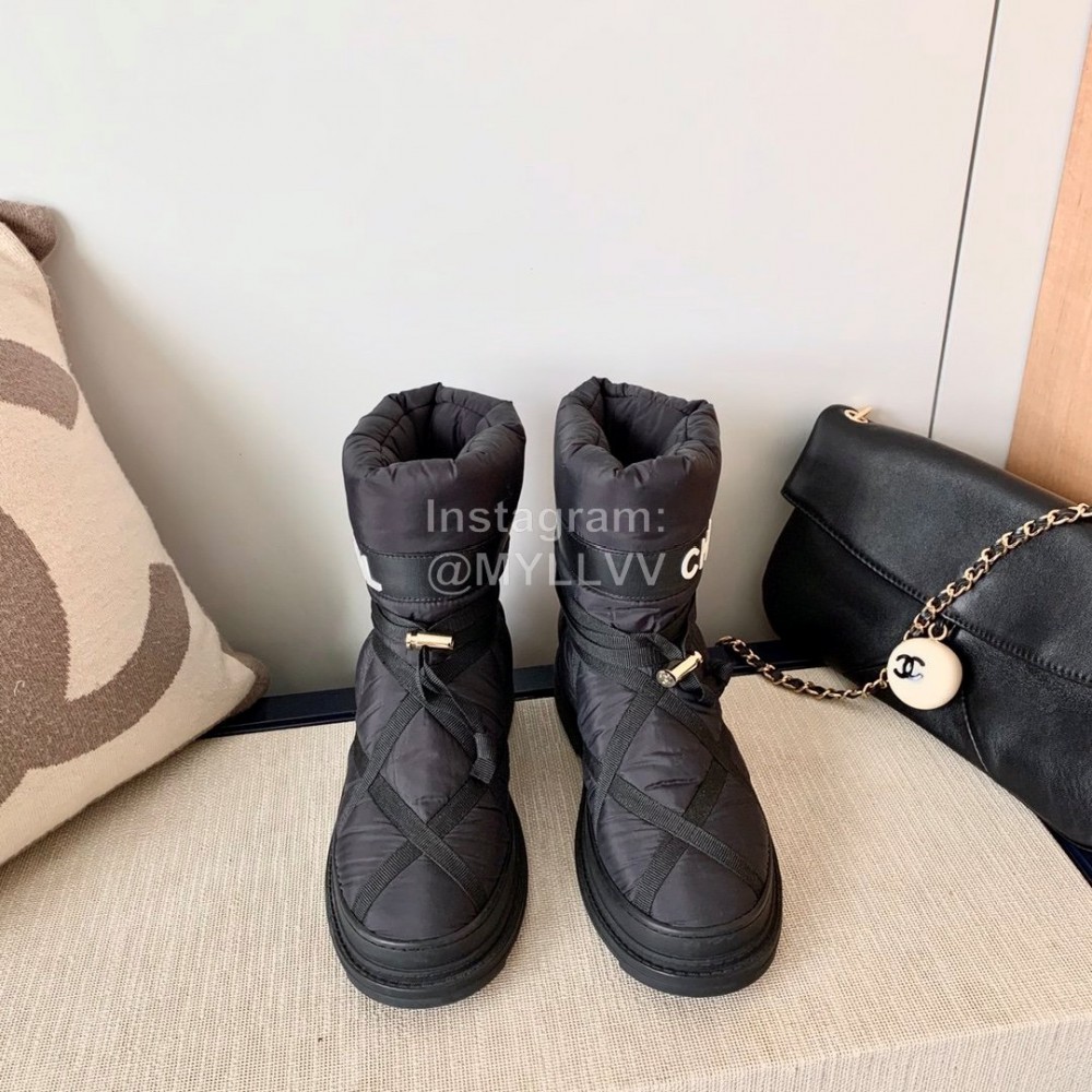Chanel Winter Warm Wool Boots Black