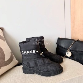 Chanel Winter Warm Wool Boots Black