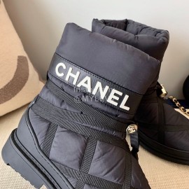 Chanel Winter Warm Wool Boots Black